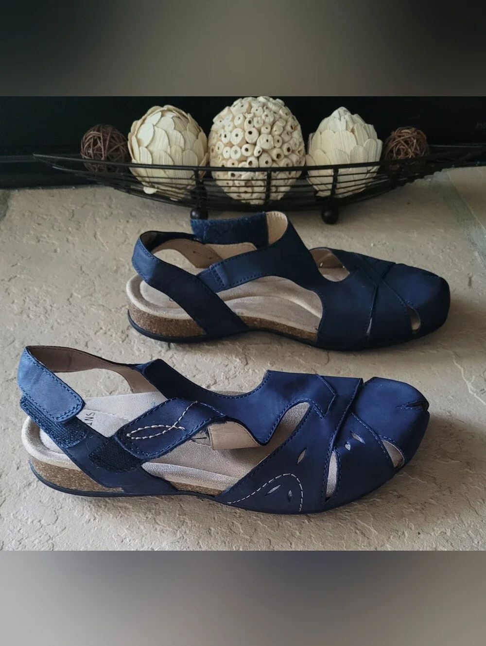Size 9 M Earth Origins Leather Mary Jane Backstrap Bosk Birdine Navy Sandals